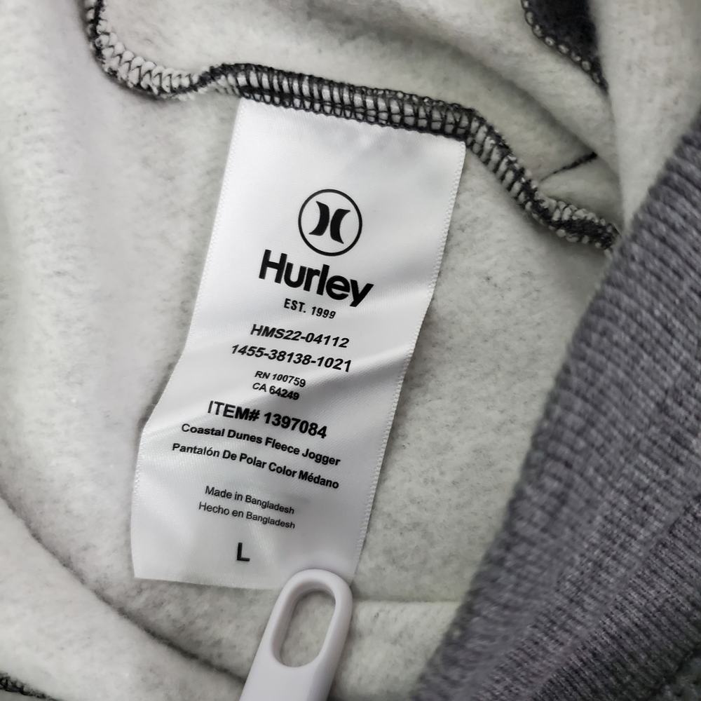 Hurley Jogger Sweatpants Men's Large Drawstring Pocket Logo Heathered Gray - Picture 9 of 9